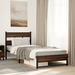 Bed Frame Brown oak Steel, engineered wood Twin Stylish...
