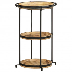 Side Table Brown and black Solid mango wood, iron Mediu...