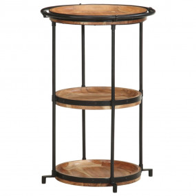 Side Table Brown and black Solid acacia wood, iron Medi...