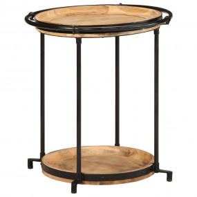 Side Table Brown and black Solid mango wood and iron Me...