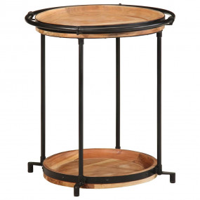 Side Table Brown and black Solid acacia wood, iron Medi...