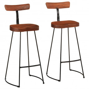 Bar Stool Set of 2 Brown Solid mango wood, Iron Medium ...