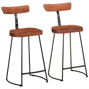 Bar Stool Set of 2 Brown Solid mango wood Standard Foot...