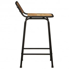 Bar Stool Set of 2 Brown and Black Solid rough mango wo...