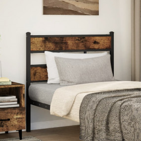 Headboard Black, Smoked Oak Iron, Engineered Wood 39.4 ...