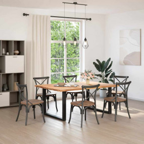 Coffee Table Leg Set of 2 Black Powder-Coated Steel Med...