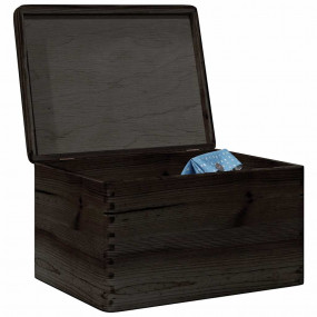 Wooden Box Black Solid pine wood 15.7 x 11.8 x 9.1 in W...