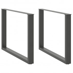 Coffee Table Leg Set of 2 Anthracite Powder-Coated Stee...