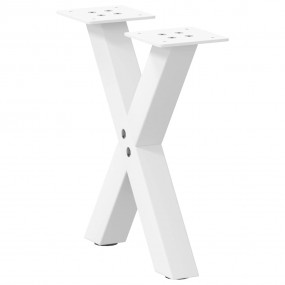 Coffee Table Leg Set of 2 White Powder-Coated Steel Adj...