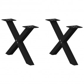 Coffee Table Leg Set of 2 Black Powder-Coated Steel