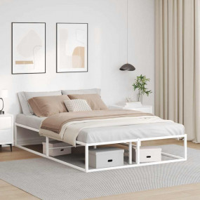 Bed Frame White Powder-coated metal Double Bed Frame