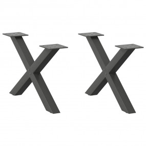 Coffee Table Leg Set of 2 Anthracite Powder-Coated Stee...