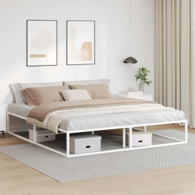 Bed Frame White Powder-coated metal Super King Bed Fram...