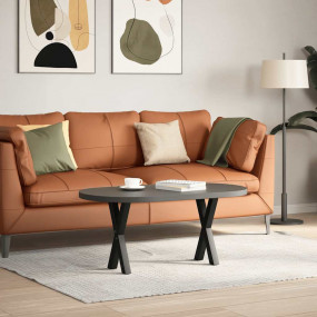 Coffee Table Leg Set of 2 Black Powder-Coated Steel Sta...