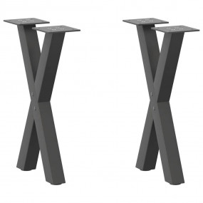 Coffee Table Leg Set of 2 Anthracite Steel Medium Level...