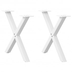 Coffee Table Leg Set of 2 White Powder-Coated Steel Med...