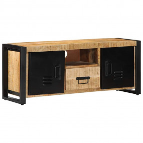 TV Cabinet Black and brown Solid rough mango wood, iron...