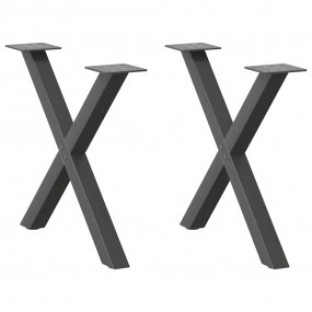 Coffee Table Leg Set of 2 Anthracite Powder-Coated Stee...