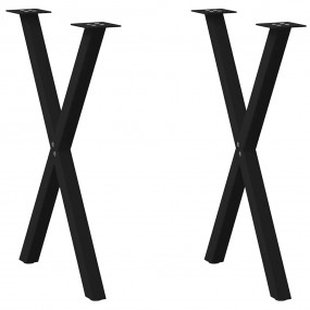 Dining Table Leg Set of 2 Black Powder-coated Steel Med...