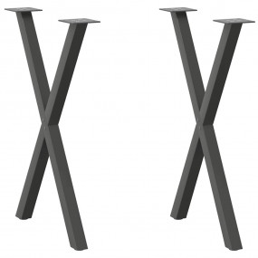Dining Table Leg Set of 2 Anthracite Powder-coated stee...