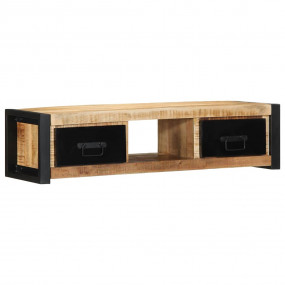 TV Cabinet Black and brown Solid rough mango wood and i...
