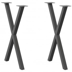 Dining Table Leg Set of 2 Anthracite Powder-coated Stee...