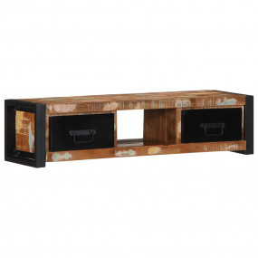 TV Cabinet Black and Brown Solid Reclaimed Wood and Iro...