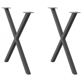 Dining Table Leg Set of 2 Anthracite Powder-coated stee...