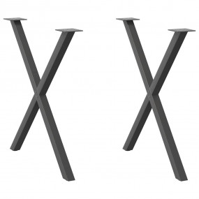 Dining Table Leg Set of 2 Anthracite Powder-Coated Stee...