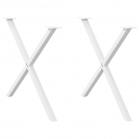 Dining Table Leg Set of 2 White Powder-Coated Steel