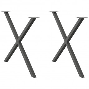 Dining Table Leg Set of 2 Anthracite Powder-Coated Stee...