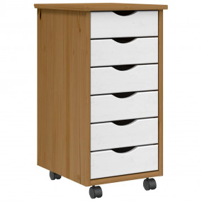 Rolling Cabinet Honey Brown and White