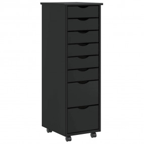 Rolling Cabinet Black Solid Pine Wood, Engineered Wood,...