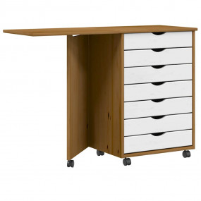 Rolling Cabinet Honey brown and white