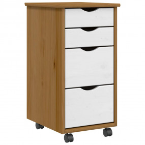 Rolling Cabinet Honey Brown and White