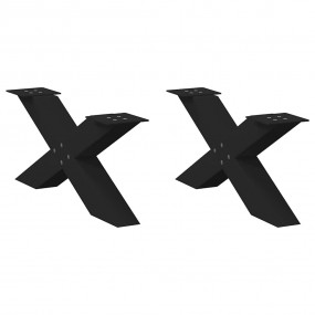 Coffee Table Leg Set of 2 Black Powder-Coated Steel