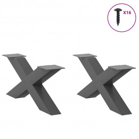 Coffee Table Leg Set of 2 Anthracite Powder-Coated Stee...