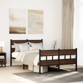 Bed Frame Brown oak Steel, Engineered wood Small double...