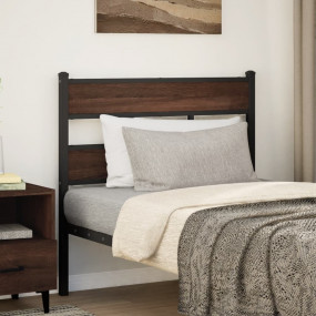 Bed Frame Brown Oak Steel and Engineered Wood Single Be...