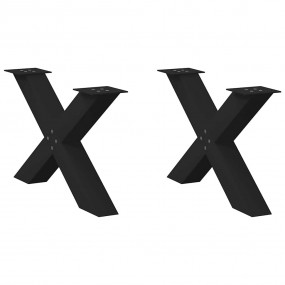 Coffee Table Leg Set of 2 Black Powder-Coated Steel Med...