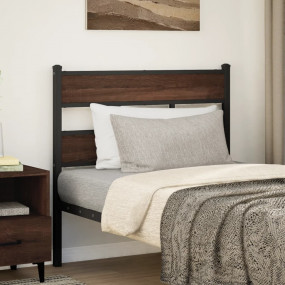 Bed Frame Brown oak Steel and engineered wood Single Be...