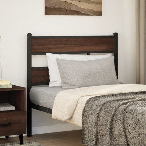 Bed Frame Brown Oak Steel and Engineered Wood Twin Bed ...