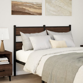 Bed Frame Brown Oak Steel, Engineered Wood 47.2 inches ...