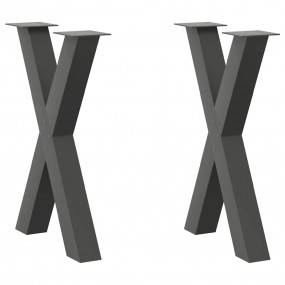 Dining Table Leg Set of 2 Anthracite Powder-coated stee...