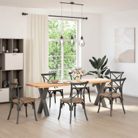 Dining Table Leg Set of 2 Anthracite Powder-Coated Stee...