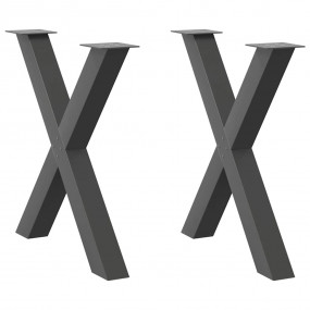 Dining Table Leg Set of 2 Anthracite Powder-coated Stee...