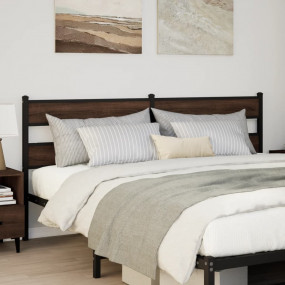 Bed Frame Brown oak Steel, engineered wood Double