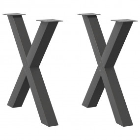 Dining Table Leg Set of 2 Anthracite Powder-coated stee...
