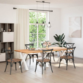 Dining Table Legs Set of 3 White Powder-coated Steel La...