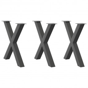 Dining Table Leg Set of 3 Anthracite Powder-coated stee...